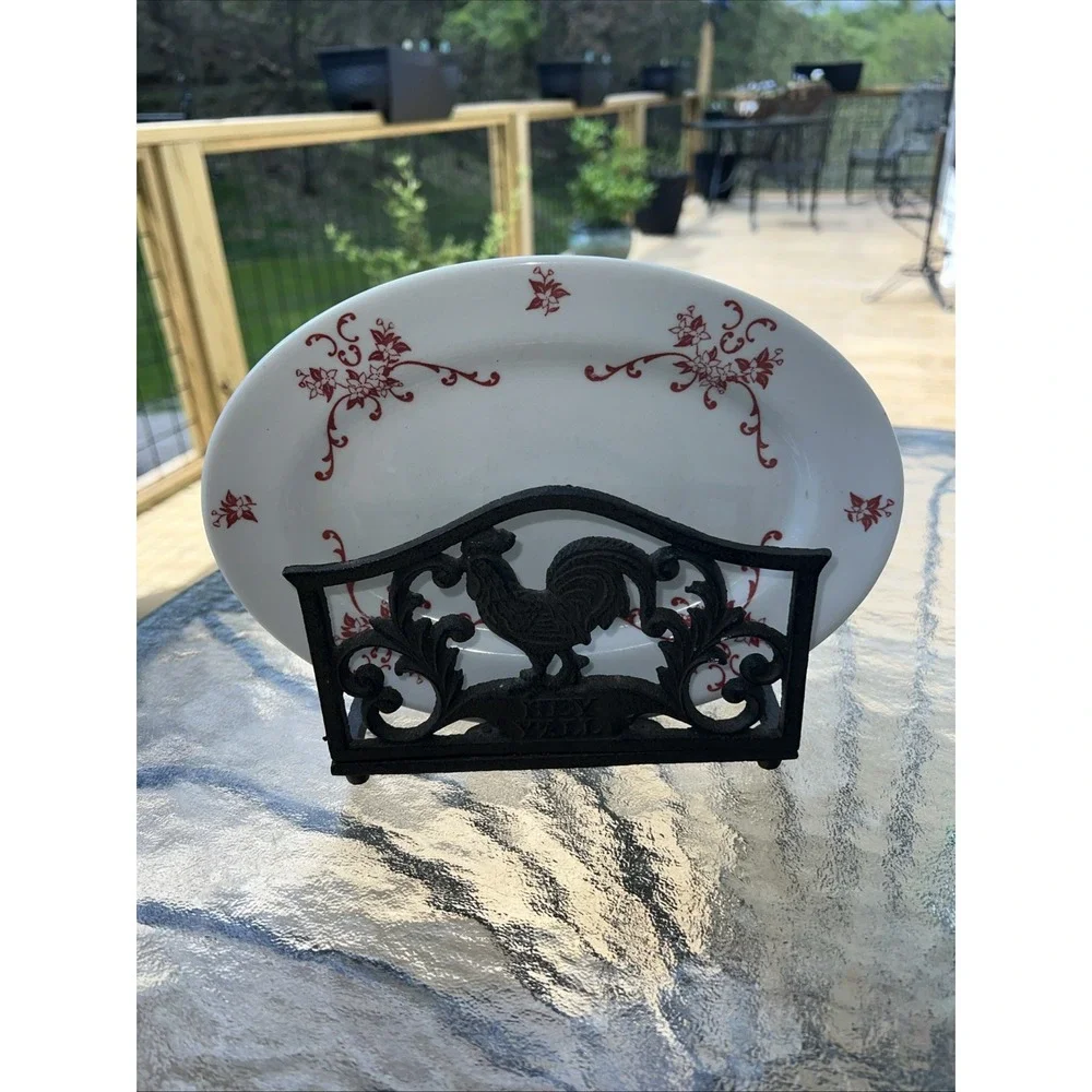 Vintage IROQUOIS China Burgundy Floral Scrolls OVAL Platter Restaurant Ware